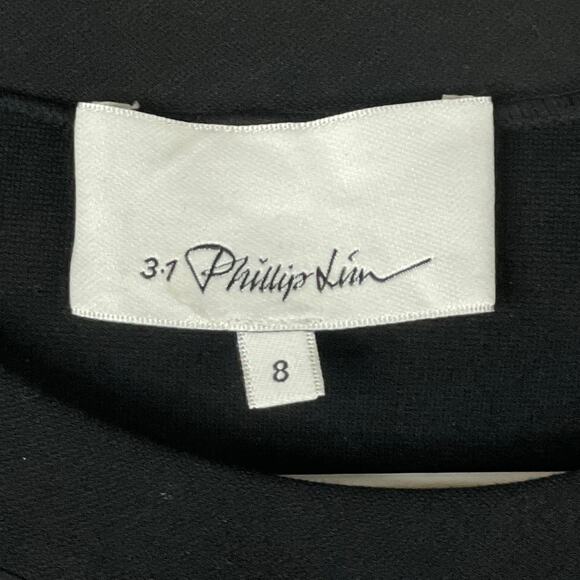 3.1 Phillip Lim Black Ponte Knit Peplum Long Sleeve Top Size 8 - Picture 3 of 10